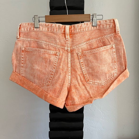 Free People We the Free 27 Sunny Peach Romeo Rolled Cuff Denim Button Fly Shorts - Picture 5 of 5